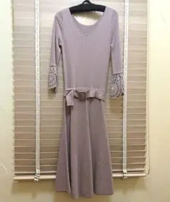 マイストラーダ リブ編み長袖ニットワンピース 38 M Vネック