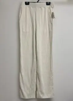 no.1681新品 グローバルワーク アイボリー リブ編み ストレートパンツ