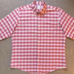 【美品】BB ノンアイロン オックスフォード BD 赤白チェック XL