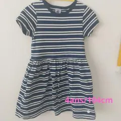 美品　PETIT BATEAU ストライプ 半袖ワンピース 100cmのサムネイル