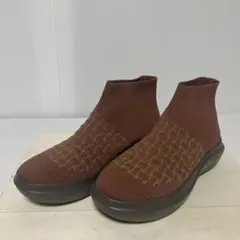 【最終値下げ】未使用　ゴムゴム56ブラウン 編み込みミッドカットシューズ　S