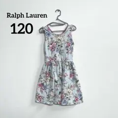 POLO ラルフローレン 120 女の子 ノースリーブ ワンピース 花柄 水色