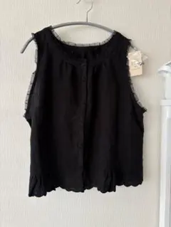 サマンサモスモス 立川限定 リネンノースリレースブラウス ブラック