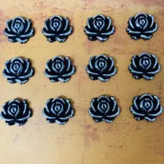 昭和レトロ バラのカボションパーツ 大 シルバー　12個セット　送料込み　美品