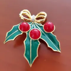 クリスマス　ブローチ　柊　 イミテーション
