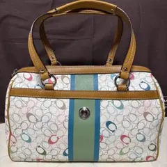 COACHコーチ ミニボストンバッグ シグネチャー マルチカラー PVC 本革