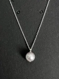 y*可様 あこや真珠　ナチュラルグレー　ナチュラルブルー　ネックレス　シルバー