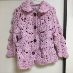 ハンドメイド 編み方が可愛らしいケープコート 定価6万円