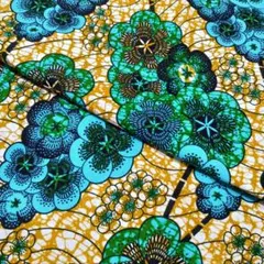 アフリカンプリント 1ヤード　カーキ ライトブルー アフリカ布 コットン