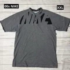00s NIKE ナイキ ノーカラー ビッグロゴ ポロシャツ