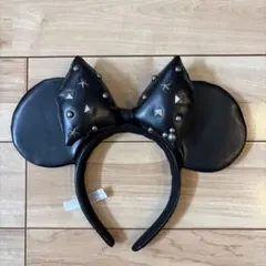 スタッズ付きブラックミニーマウス耳カチューシャ