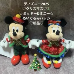 ディズニー2025★♡クリスマス♡☆ミッキー&ミニー☆ぬいぐるみバッジ☆♡新品♡