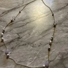 美品　エレガントなゴールドチェーン ネックレス パール ビーズ