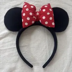 ミニーマウス カチューシャ シンプル　赤リボン