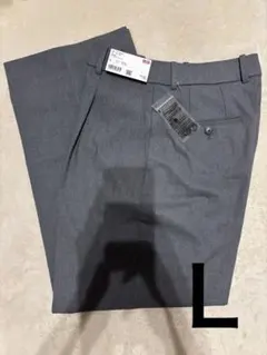 【新品】タックワイドパンツ　グレー　Lサイズ　補正なし