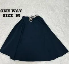 ONE WAY ロングスカート M ネイビー ウエストリボン[294]