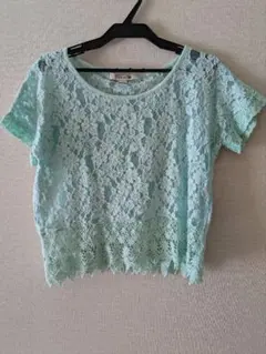 Forever21 レース 半袖 トップス ミントグリーンのサムネイル