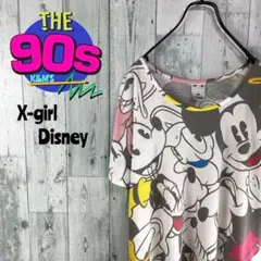 00's Y2K x-girl Disney コラボ　総柄　クロップド丈Tシャツ