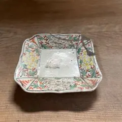 京焼 清水焼 川尻一寛作 平安禎山窯 色絵金彩花 四角皿 銘々皿 大皿 飾