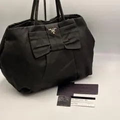 近年・極美品✨プラダ ハンドバッグ 三角ロゴプレート リボン ナイロン 