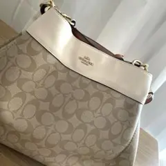 COACH シグネチャー　レザー ハンドバッグ ホワイト　コーチ　かばん　美品