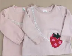 ピンク トレーナー いちご刺繍 フリル付き 2点セット　95
