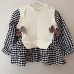 未使用 シューラルー レイヤード風 リボン 付き チュニック 90cm