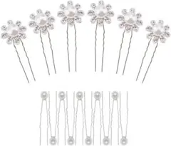 パール 髪飾り 花＆パールのヘアアクセサリー お花かんざし・まとめ髪・Ｕピン