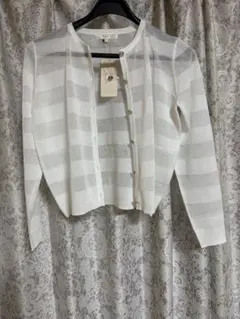 新品タグ付き　WORLD globe シアーボーダーカーディガン　S