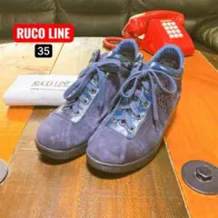RUCO LINE 35 22.5cm 厚底 スエードスニーカー ネイビー 靴袋のサムネイル