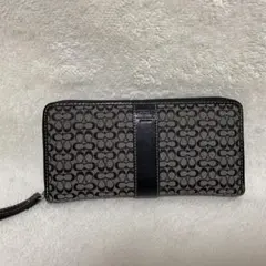 COACH コーチ ロゴパターン シグネチャー 長財布 ブラック/ベージュ