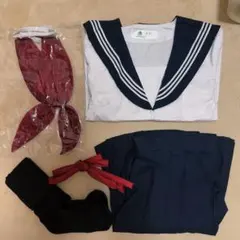 セーラー服 コスプレ衣装 赤いリボン付き 5点セット♪