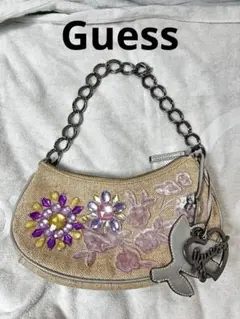 GUESS フローラル ビジュー チェーン ショルダーバッグ Y2Kのサムネイル