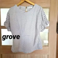 grove ストライプ パフスリーブシャツ Lサイズのサムネイル