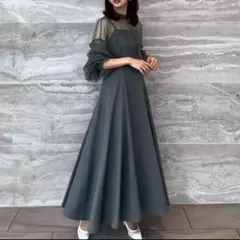 JUNOAH チュールボレロ付ワンピ S 結婚式 パーティー お呼ばれ ドレス