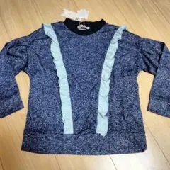 【未使用タグ付】ikka ネイビー　ラメ　長袖シャツ 130cm