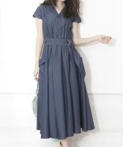 JUSGLITTY サイズ2 シャツワンピース 半袖 ダスティー