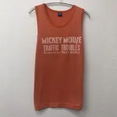 Mickey Mouse タンクトップ プリント オレンジ ヴィンテージ Lのサムネイル