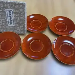 春慶塗り　茶托 5枚セット 箱付き　来客用