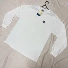 【新品】adidas M 長袖Tシャツ ロンT ワンポイント 白 無地 通勤