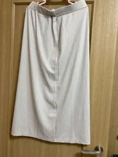 リブ ペンシルスカート ロング丈 オフホワイトLサイズ