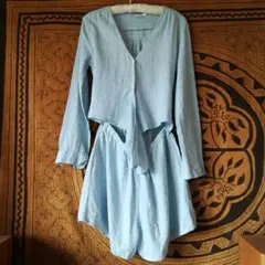 GAP　キュロットワンピース　オールインワン　ストライプ　マリンカラー　お腹空き