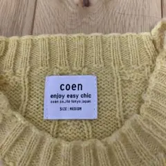 coen イエロー ケーブルニットセーター M