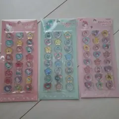おはじきふうシール　サンリオ　キティ　ハンギョドン　マイメロ　3枚