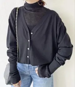 美品✨ Spick&Span シアー天竺2WAYカーディガン 紺F 透け感 薄手