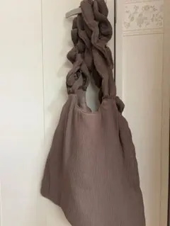 プリーツ加工 トートバッグ ブラウンのサムネイル