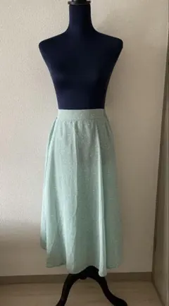 ミントグリーン 水玉模様 フレアスカート