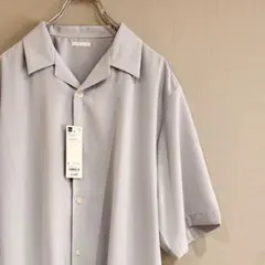 新品未使用 GU ライトグレー オープンカラーシャツ 5部袖 半袖シャツ L