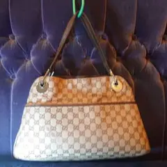 グッチGGキャンバストートバック121023ブラウン&ベージュキャンバスレザー
