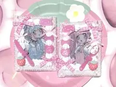 トレカケース ホイップデコ 硬質ケース B8 ピンク リボン いちご 萌え ネコ